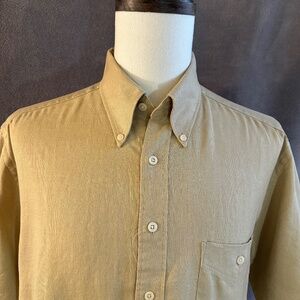 New Henry Jacobson Lg khaki flax linen short sleeve shirt